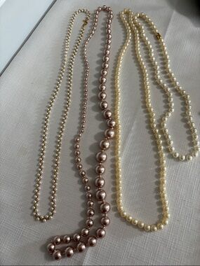 Classic Pearl like  Necklace Collection - Ivory, Cream & Rose Pearl Strands
